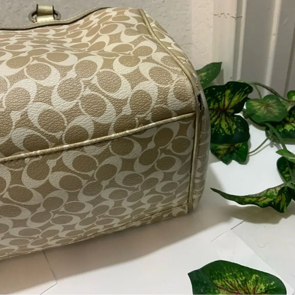 COACH Chelsea Heritage Satchel M1094-F15132 Metallic Tan/Gold, Lavender Lining